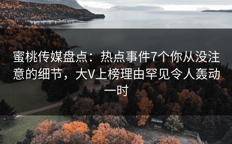 蜜桃传媒盘点：热点事件7个你从没注意的细节，大V上榜理由罕见令人轰动一时