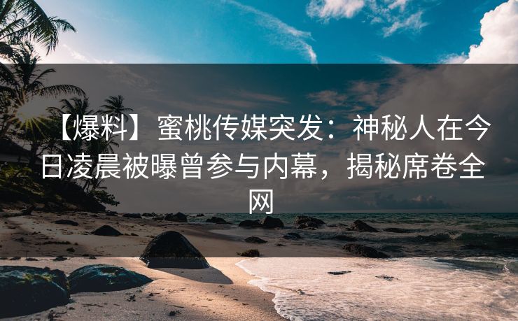 【爆料】蜜桃传媒突发：神秘人在今日凌晨被曝曾参与内幕，揭秘席卷全网