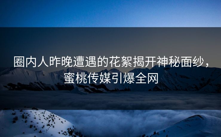 圈内人昨晚遭遇的花絮揭开神秘面纱，蜜桃传媒引爆全网