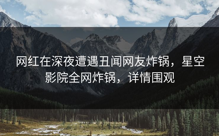 网红在深夜遭遇丑闻网友炸锅，星空影院全网炸锅，详情围观
