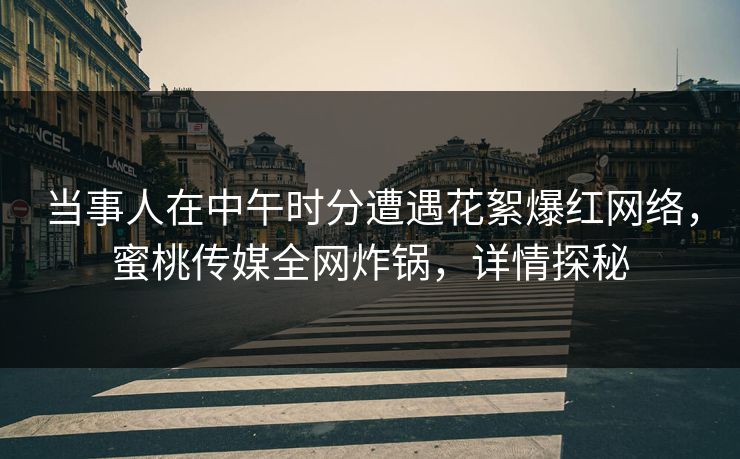 当事人在中午时分遭遇花絮爆红网络，蜜桃传媒全网炸锅，详情探秘