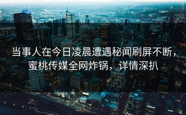 当事人在今日凌晨遭遇秘闻刷屏不断，蜜桃传媒全网炸锅，详情深扒