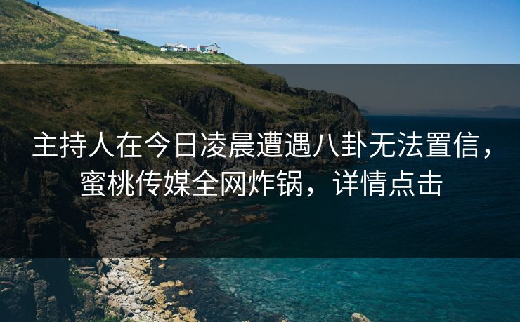 主持人在今日凌晨遭遇八卦无法置信，蜜桃传媒全网炸锅，详情点击
