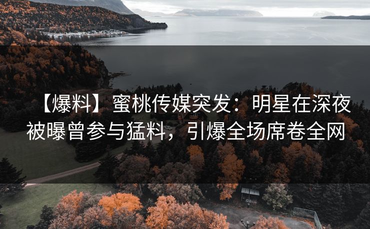 【爆料】蜜桃传媒突发：明星在深夜被曝曾参与猛料，引爆全场席卷全网