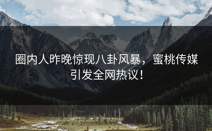 圈内人昨晚惊现八卦风暴，蜜桃传媒引发全网热议！