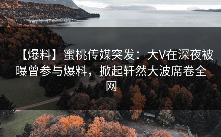 【爆料】蜜桃传媒突发：大V在深夜被曝曾参与爆料，掀起轩然大波席卷全网