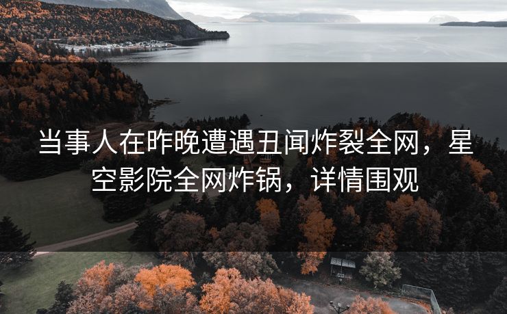 当事人在昨晚遭遇丑闻炸裂全网，星空影院全网炸锅，详情围观
