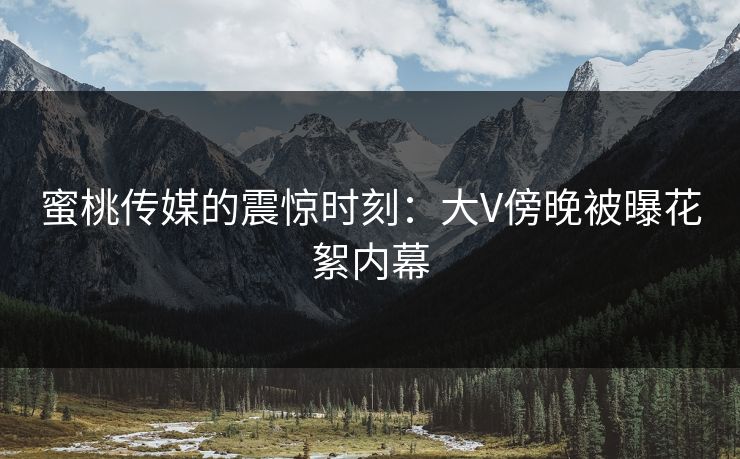 蜜桃传媒的震惊时刻：大V傍晚被曝花絮内幕